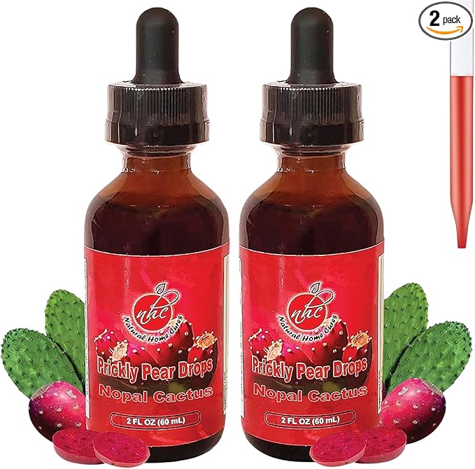 Prickly Pear Drops Concentrated Nopal Cactus Fruit Liquid Supplement with Vitamin B12 Antioxidants Betalains Vitamins &amp Trace Minerals 2 Fl Oz (Pack of 2)