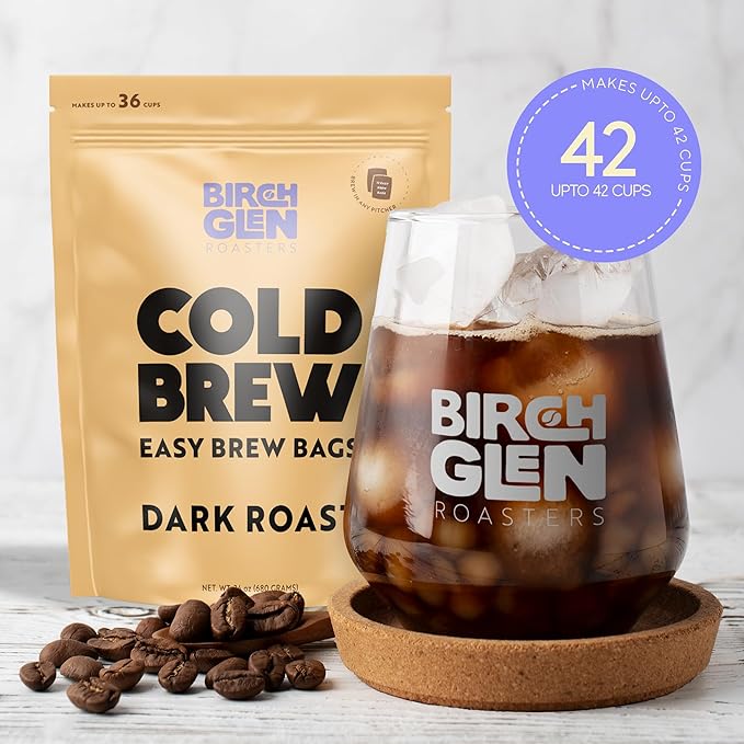 Birch Glen Roasters Cold Brew Coffee Bags - 12 Pack of Coarse Ground Coffee Filter Pitcher Packs for Easy Brewing - 100% Arabica - Yields 6 Pitchers - Irish Cream Flavor