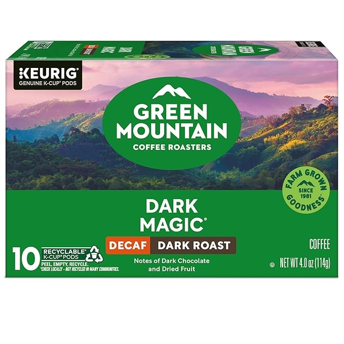Green Mountain Coffee Dark Magic Decaf Keurig Single Serve K-Cup Pods Dark Roast Coffee 60 Count (6 Packs of 10)