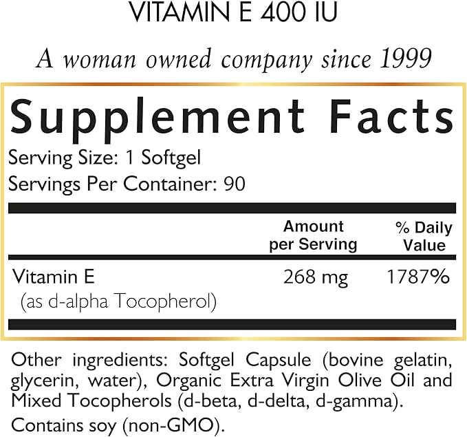 Coco March N.M.D Natural Vitamin E 400 IU Mixed Tocopherols – Immune Support Supplement for Heart Skin &amp Eye - Antioxidants for Women &amp Men Gluten Free &amp Dairy Free 3-Month Supply 90 S