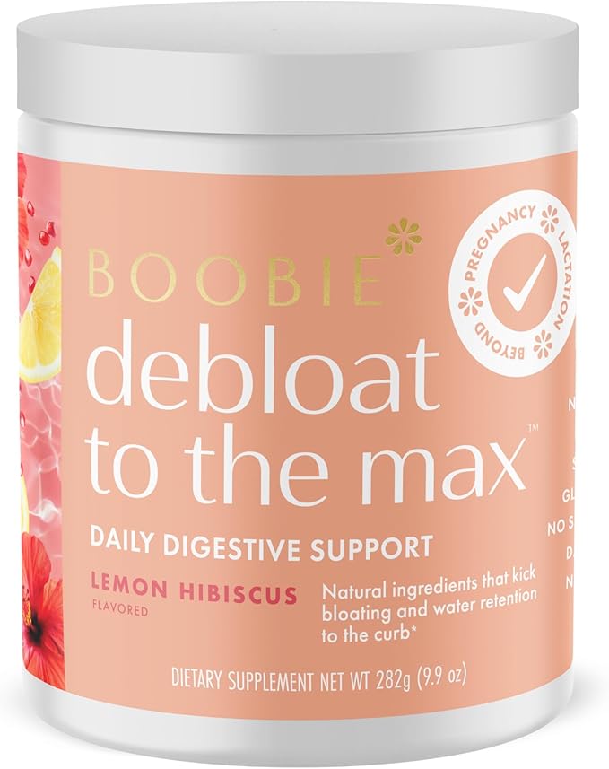 Boobie Debloat to The Max | Rapid Debloating for Women &amp Men | L-Glutamine and Marshmallow Root for Gut Health | Lemon Hibiscus Flavor 60 Servings