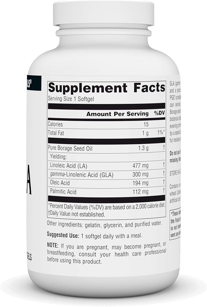 Source Naturals Mega-GLA 300 - Borage Seed Oil That is Hexane-Free - 120 Softgels