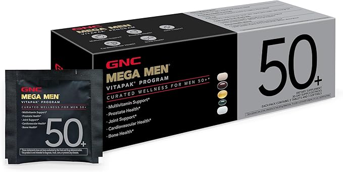 GNC Mega Men 50+ Vitapak 5-in-1 Multivitamin Pack Energy Production Men's Health 30 Servings