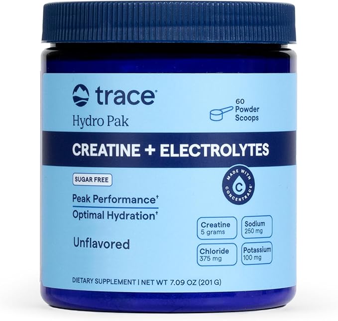 Trace Minerals Creatine + Electrolytes – Creatine &amp Mineral Powder for Peak Performance &amp Optimal Hydration – Supports Brain Muscles &amp Endurance – 5 g Creatine – Unflavored – 30 Servings