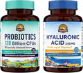 Vitalitown Gut-Skin Bundle (Pack of 2) | Probiotics 120 Billion CFUs (Item 1) &amp Hyaluronic Acid (Item 2) | 30 + 90 Capsules