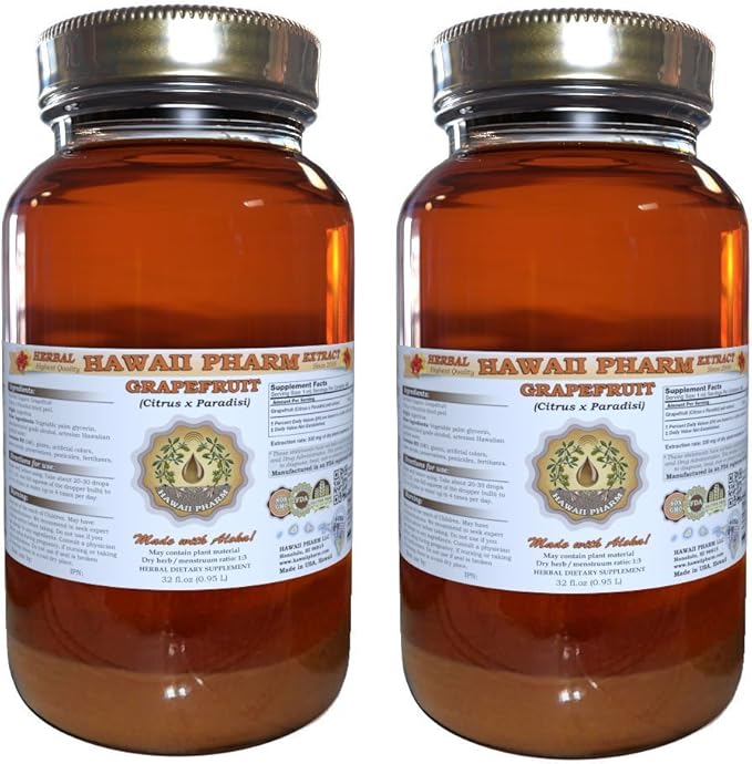 Grapefruit Liquid Extract Grapefruit (Citrus x paradisi) Dried Peel Tincture Supplement 2x32 oz Unfiltered