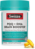 Swisse PQQ + DHA Brain Booster | Supports Brain &amp Heart Health | Enhances Attention &amp Focus | Functional Memory Support | Promotes Efficient Metabolism &amp Mitochondrial Health | 30 Softgels