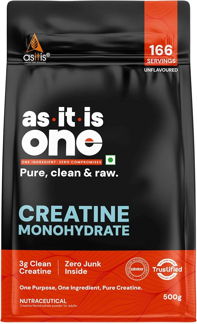 AS-IT-IS Nutrition Creatine Monohydrate 500gms/17.6 Oz | USA Labdoor Certified for Accuracy &amp Purity No Preservatives Gluten-free Vegan Friendly Post-workout Supplement