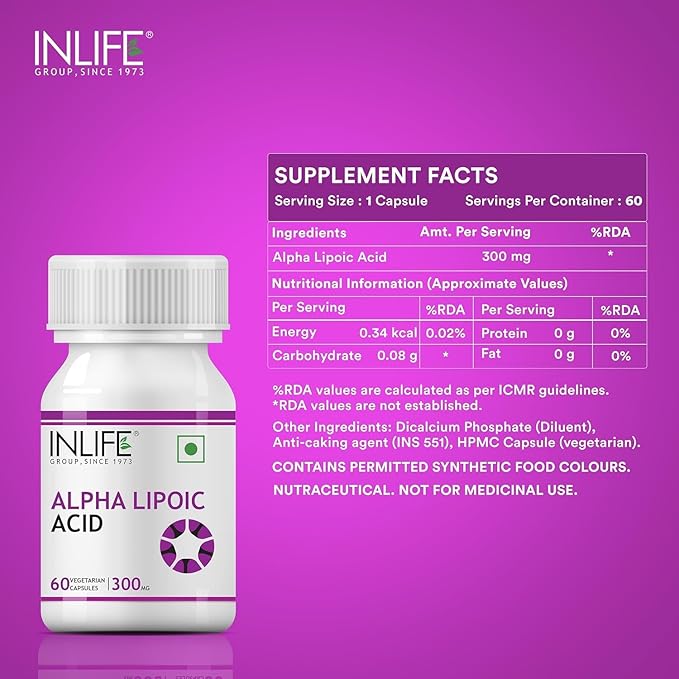 Viva Alpha Lipoic Acid ALA Universal Antioxidant Supplement 300 mg - 60 Vegetarian Capsules (Pack of 4 240)