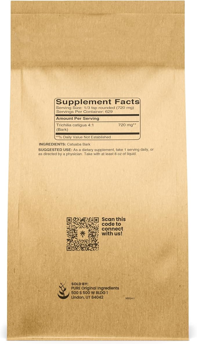 PURE ORIGINAL INGREDIENTS Catuaba Bark 4:1 Extract Fine Powder Dietary Supplement (16 Ounce)