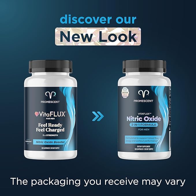 Promescent VitaFLUX Nitric Oxide Supplement L Arginine l Quality Citrulline Supplements for Men + Testosterone Booster for Men Supplement w/Tongkat Ali (LongJack) KSM-66 Ashwagandha