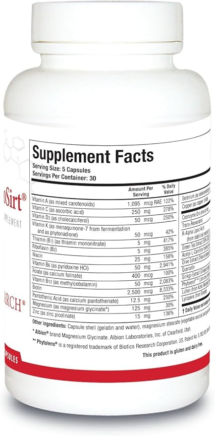 Biotics Research VasculoSirt®– Formulated with The Assistance of Mark Houston MD Cardiovascular and Healthy Support for Healthy Blood Flow Support CoQ10 Resveratrol ALA Ginkgo- 150 Capsules