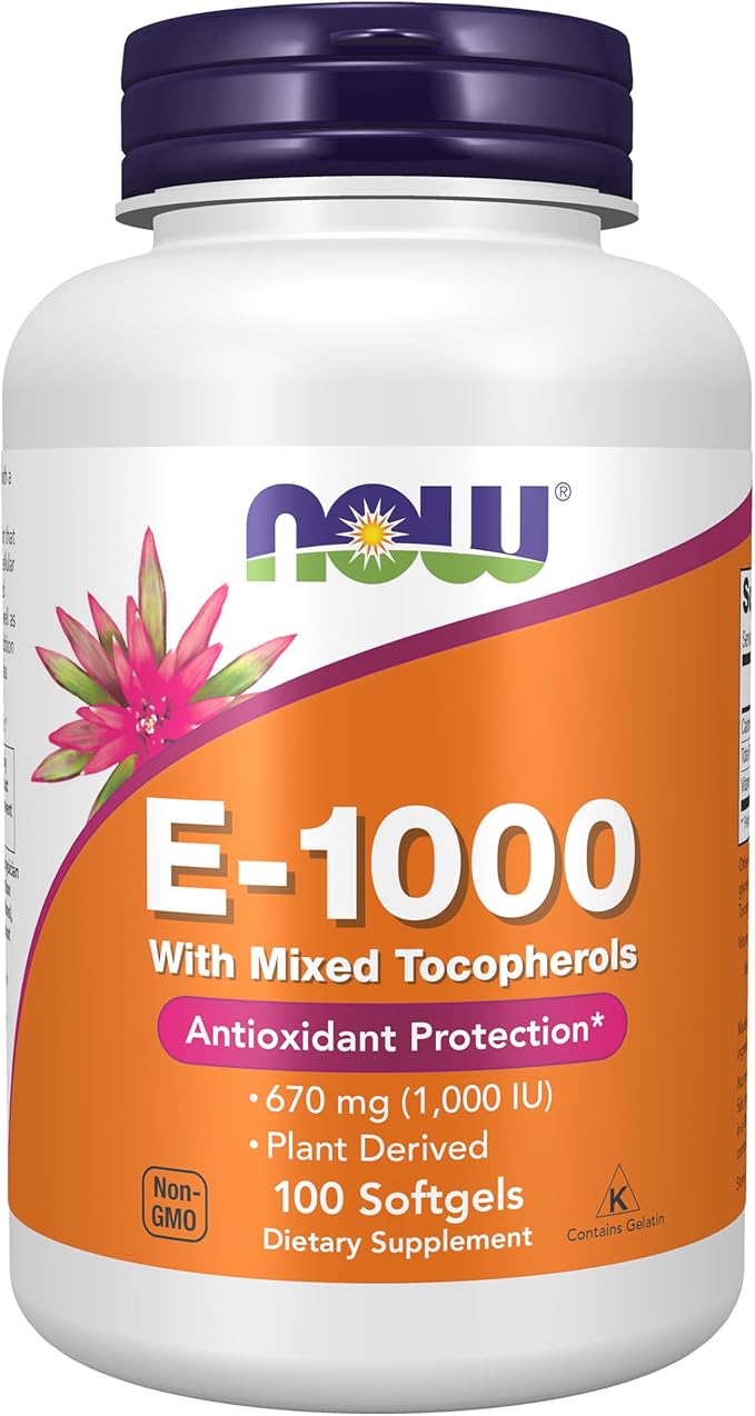 NOW Foods Supplements Vitamin E-1000 IU Mixed Tocopherols Antioxidant Protection* 100 Softgels
