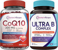 Doctor's Recipes CoQ10 200mg + Vitamin B Complex Bundle High Absorption Coenzyme Q10 with Olive Oil &amp Complete B Vitamins Energy Metabolism &amp Daily Support 300 Total Capsules