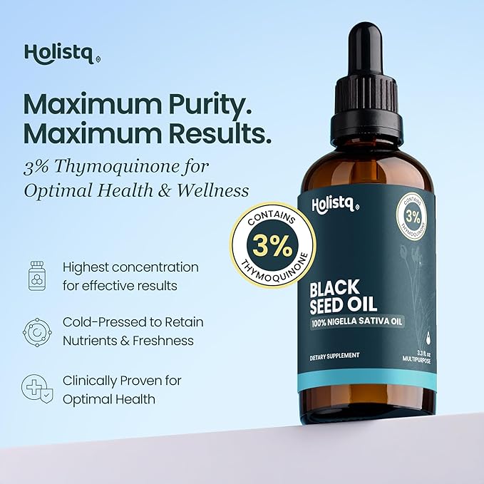 Black Seed Oil Organic Cold Pressed Drops | 3% Thymoquinone | Non-GMO &amp Vegan | Cold Pressed Black Cumin Nigella Sativa Oil for Immune Support Aceite de Comino Negro - Drops 100 mL