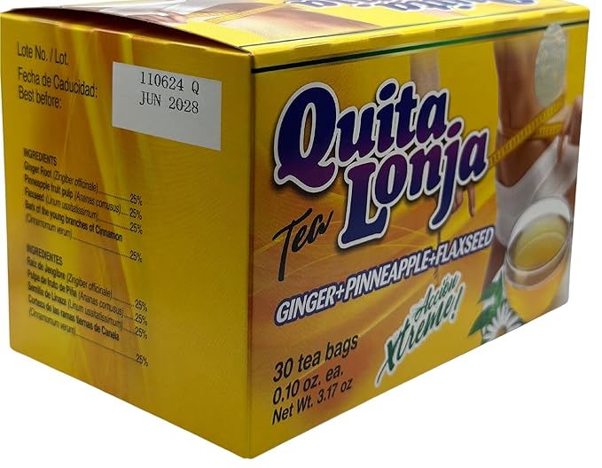 Quita Lonja Tea (2-pack) Jegibre + Piña 30 Bags (Accion Xtreme) BAJA PANZA