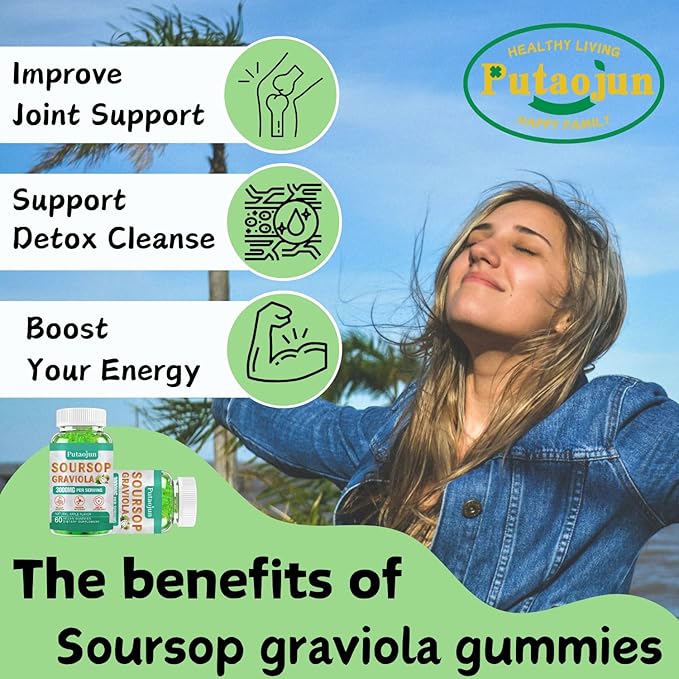 Soursop Graviola Gummies | 2000mg Soursop Leaves Extract for Digestive Cell Support Immune Support and Antioxidant | High-Absorption | Soursop Fruit for Adults | Non-GMO Vegan 120 Gummies