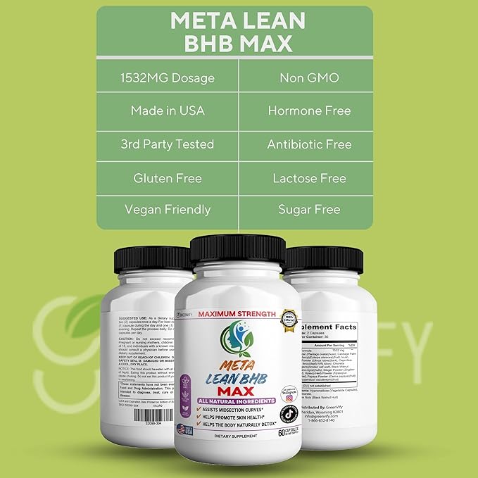 Meta Lean BHB Max Dietary Supplement Maximum Strength All Natural Ingredients 60 Capsules 30-Day Supply (2)