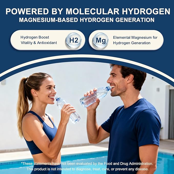Hydrogen Water Tablets with MagnesiumHydrogen Tablets for Drinking WaterAntioxidant and Cellular Health Support H2 Molecular Tabs90 Tablets