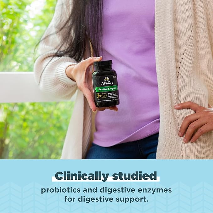 Ancient Nutrition Digestive Enzymes Supports Gut Health Promotes Healthy Digestive Function 90 Ct