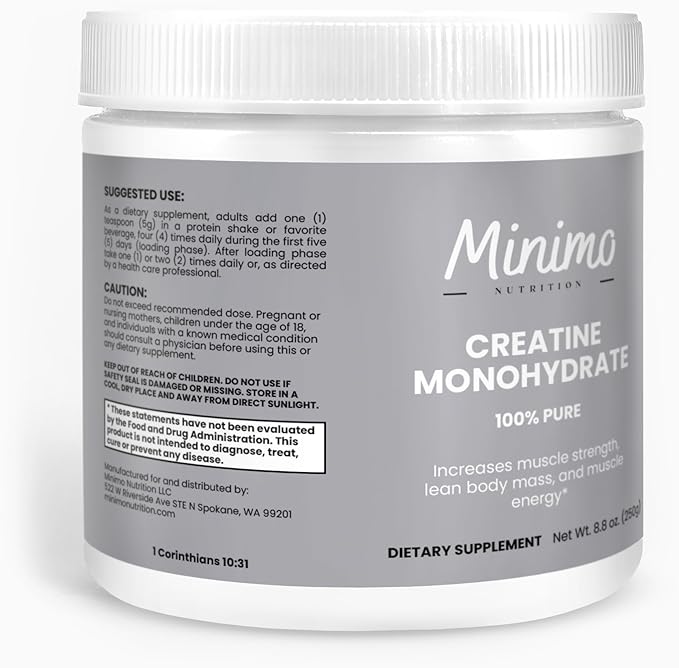 Creatine Monohydrate Powder 5000mg Per Serving 50 Servings 100% Pure Supports Muscle Energy &amp Strength 8.8 oz