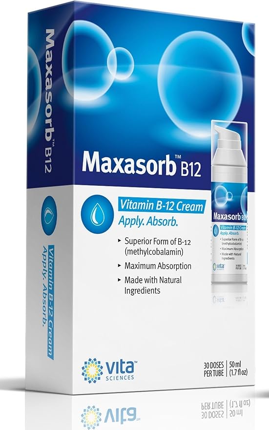 Vita Sciences Vitamin B12 Cream Methyl B-12 Methylcobalamin B12 1000 mcg Energy Health &amp Vibrant Skin Powerful Topical B12 Skin Cream - Helps with Eczema &amp Psoriasis.Energy Like B12 Patch