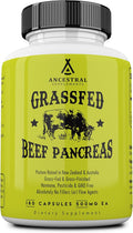 Ancestral Supplements Grass Fed Beef Pancreas Supplement 500mg Pancreatic Support with Proteolytic Digestive Enzymes for Digestion Support Including Trypsin Non GMO 180 Capsules