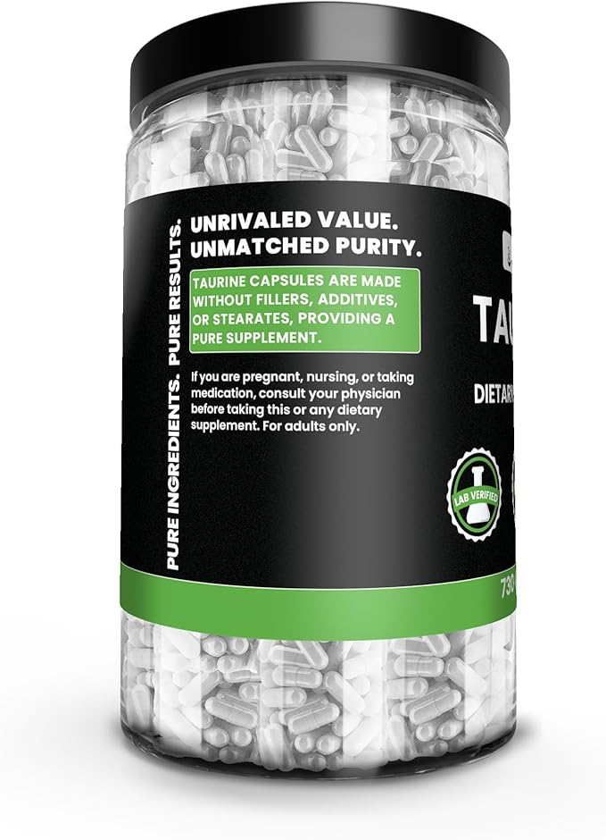 PURE ORIGINAL INGREDIENTS Taurine (730 Capsules) No Magnesium Or Rice Fillers Always Pure Lab Verified