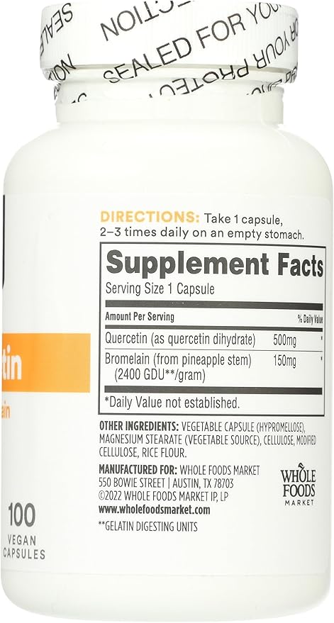 Whole Foods Market Quercetin with Bromelain 100 Count