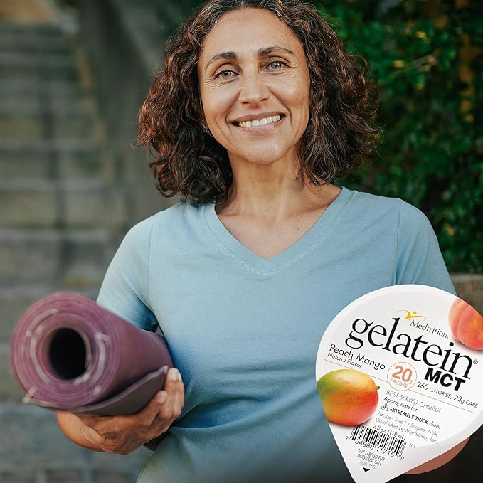 Gelatein MCT Peach Mango: 20 grams of protein. Ideal for swallowing difficulties and fluid restricted diets. Great pre or post-workout snack (Pack of 36) …