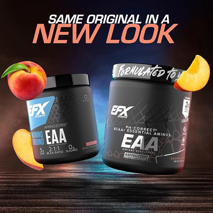 EFX Sports Training Ground EAA | Essential Amino Acids Supplement | Energy &amp Protein Synthesis | Pre Intra or Post Workout | 30 Servings (Georgia Peach)