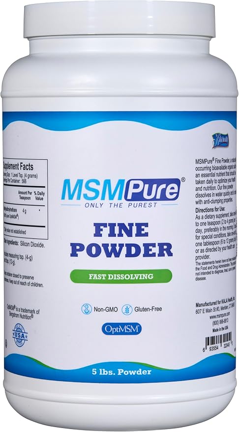 KALA HEALTH MSMPure MSM Fine Powder 5lb and MSM Gel with Organic Aloe 8oz Bundle