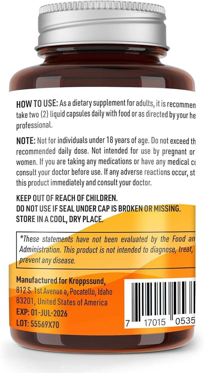 Kroppssund Tocotrienols 800mg Supplement | Rich in Vitamin E Tocotrienols - 60 Liquid Capsules