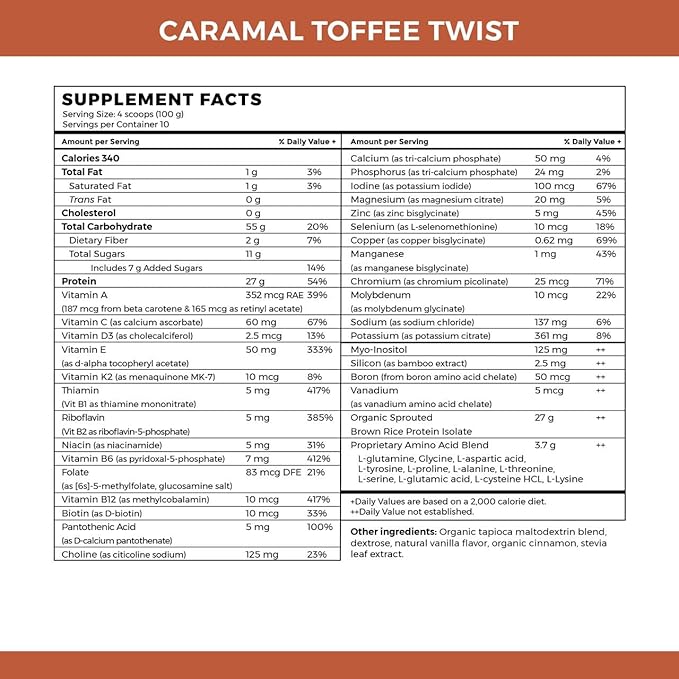 Elemental Shake – Powdered Blend – Lactose-Free Casein-Free No Artificial Additives – Smooth Easily Mixable Formula for Versatile Use (2.2 Lbs Caramel Toffee Twist)
