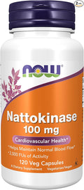 NOW Foods Nattokinase 100 mg 120 VegiCaps (Pack of 2)