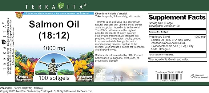 Salmon Oil (18:12) - 1000 mg (100 softgels ZIN: 427995) - 2 Pack