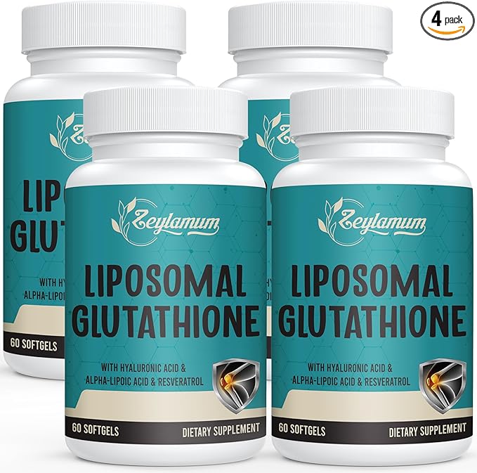 2400 MG Liposomal Glutathione Softgels Max Absorption Active Form L-Glutathione Reduced (GSH) with Hyaluronic Acid Resveratrol Master Antioxidants for Detox Brain Immune System 240 Softgels