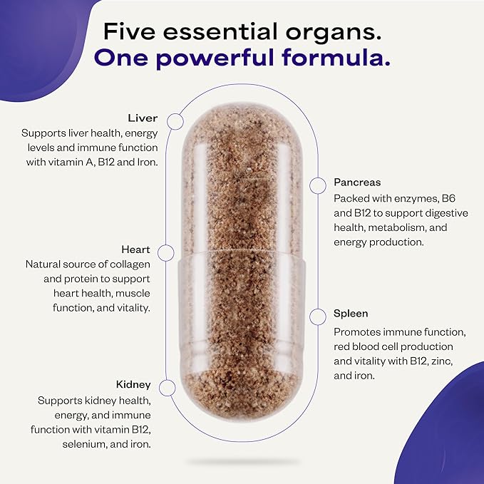 Organs 101 by Dave Asprey | Daily Vital Nutrient Support | 100% Grass-Fed Beef Organs Supplement | Freeze-Dried Liver Heart Kidney Pancreas and Spleen | Non-GMO | 30 Day Supply