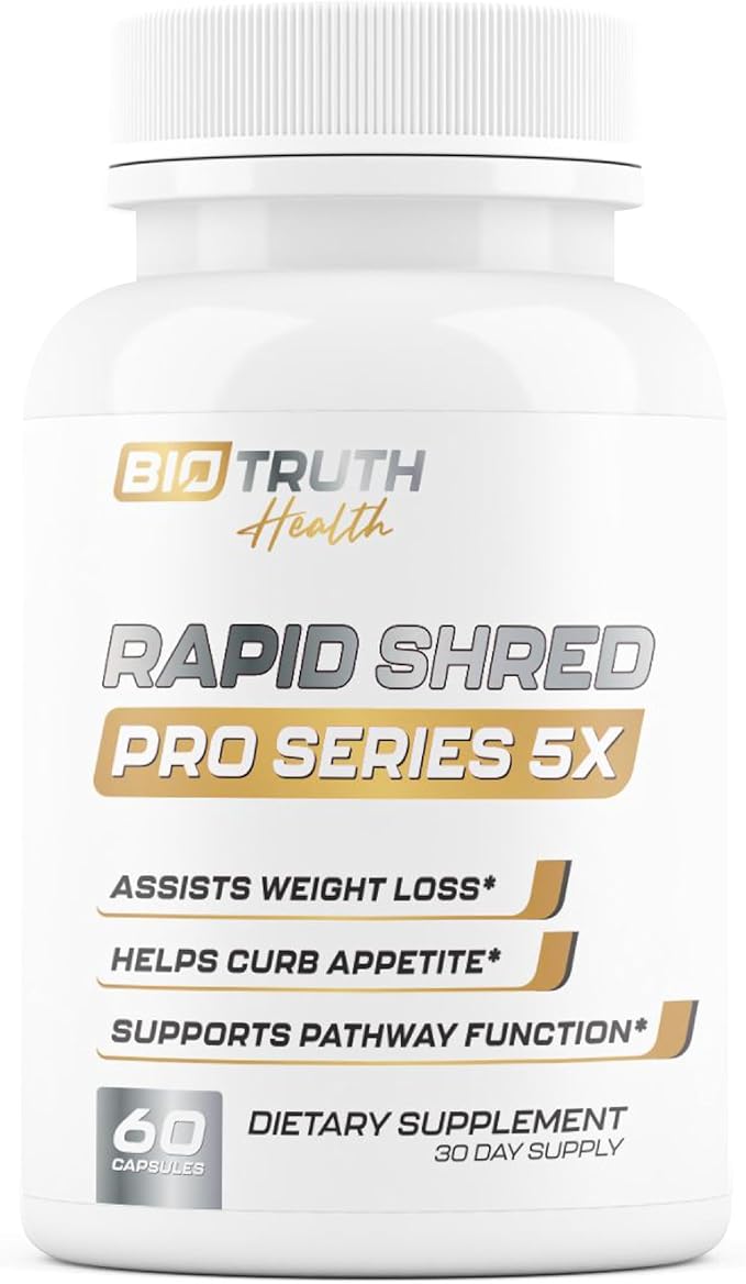 Rapid Shred Pro Series 5X | Supports GLP-1 Pathway Function | Weight Loss Pills for Women &amp Fat Burner for Men + Appetite Suppressant Supplement | 3rd Party Tested Formula - 60 Capsules