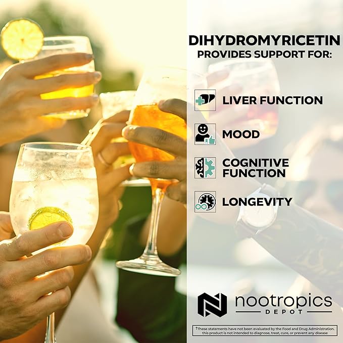 Nootropics Depot Dihydromyricetin (DHM) Capsules | 500mg | Supports Liver Alcohol Recovery and Cognition | 60 Count