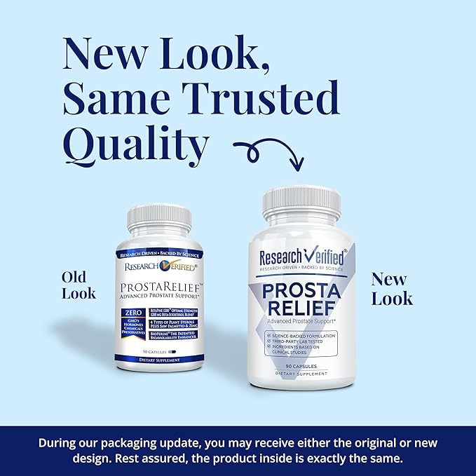 Research Verified Prosta Relief - Saw Palmetto and Bioperine - Prostate Health Bladder &amp Urinary Health Drive and Performance - Pure Natural 90 Capsules (Pack of 1)