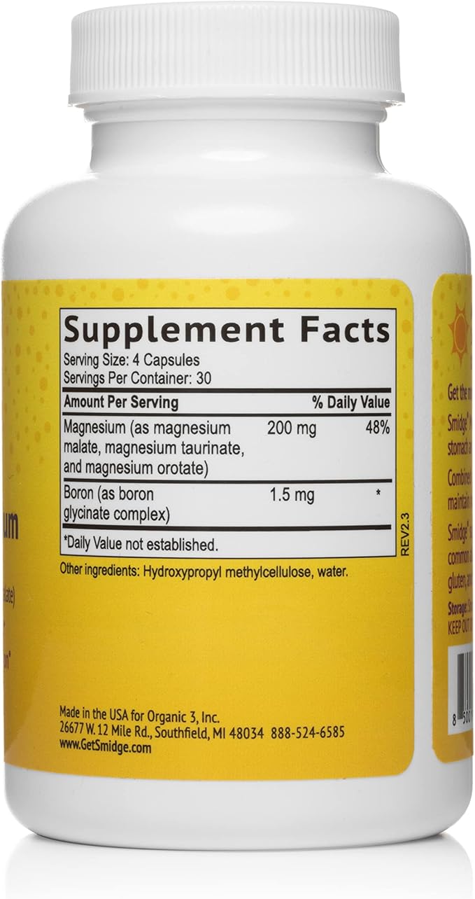 Smidge® Morning Magnesium Capsules 120 ct. Pure Magnesium Supplement to Support a Natural Energy Boost.