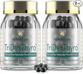 Thyroid Supplement – TriDexThyro™ Raw Desiccated Thyroid Complex 375 mg with Bovine Porcine &amp Ovine –120 Capsules for Women and Men（2 Pack）