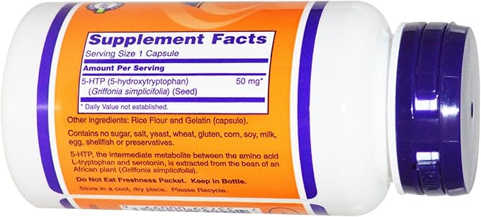 NOW Foods 5-HTP 50mg 90 Capsules (Pack of 2)