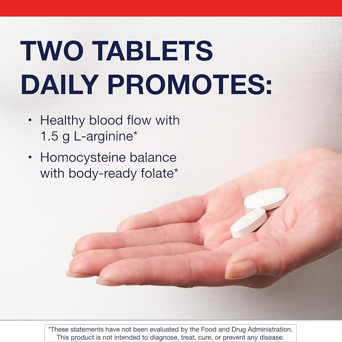 Metagenics Arginine Plus - 1.5 g L‑Arginine with Methyl Folate (L‑5‑MTHF) - Supports Healthy Blood Flow Circulation &amp Heart Health - Non‑GMO Gluten‑Free Vegetarian - 120 Tablets