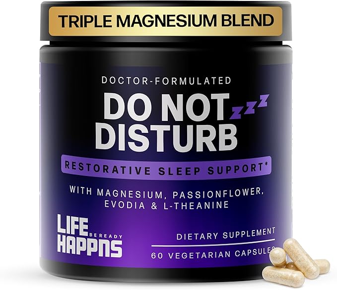 Doctor Formulated Triple Magnesium for Sleep Calm &amp Relaxation with Chelated Magnesium Glycinate L-Theanine Passionflower &amp Evodia – Non-Habit No Melatonin Magnesium Sleep Aid Support Supp