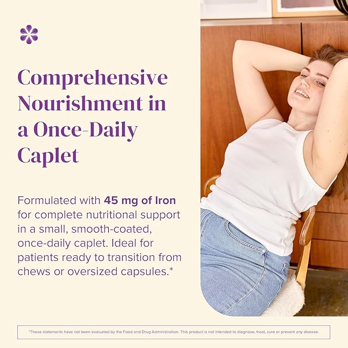 BariMelts Once Daily Bariatric Multivitamin with Iron 60 Easy-Swallow Caplets (2-Month Supply) Multivitamin for Women Multimineral Complex Supports Nutrition After Bariatric Surgery