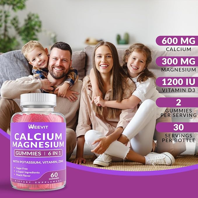 Sugar Free Calcium Gummies Supplement 600mg Calcium Magnesium Zinc Gummies with Vitamin D3 K2 Potassium High Absorption CA Gummy for Bone Teeth &amp Muscle