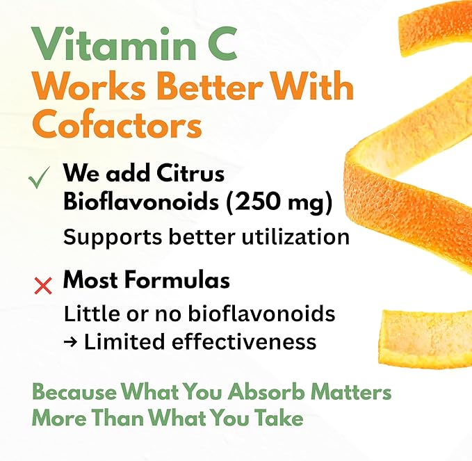 Natural Vitamin C from Acerola Cherry &amp Camu Camu Powder - High Absorption with Citrus Bioflavonoids - Immune System &amp Collagen Booster - Anti Aging Skin Vitamins Made in USA 90 servings