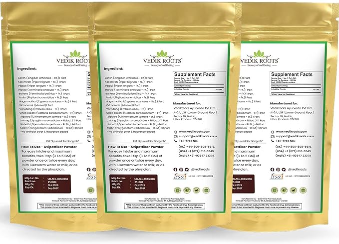Avipattikar Churna | Herbal Digestive Blend | Organic Ingredients | 300 g (Pack of 3)